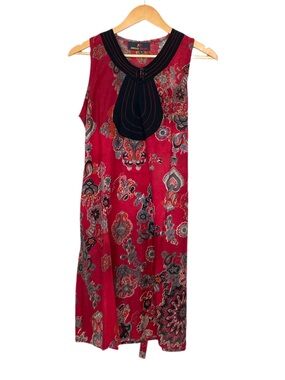 Junglee Billee Red Paisley Dress Sleeveless 100% Cotton Size Medium NWT